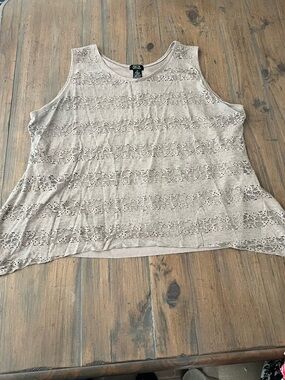 Crochet Lace Sleeveless Tank Top - Neutral Beige by Sonoma